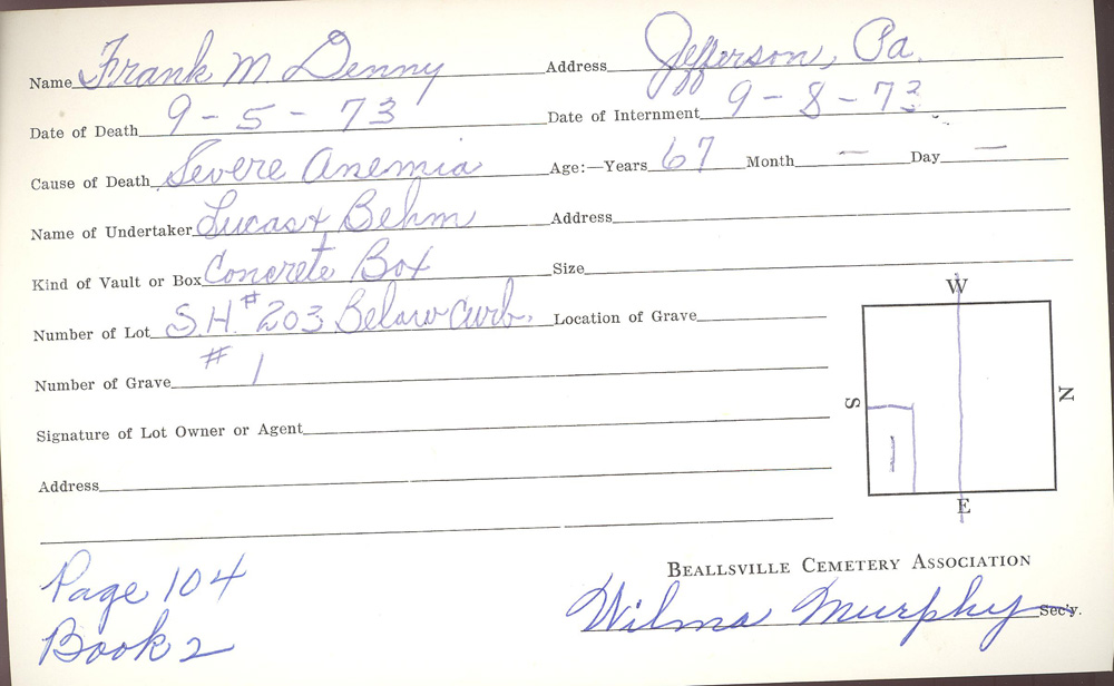 burial card